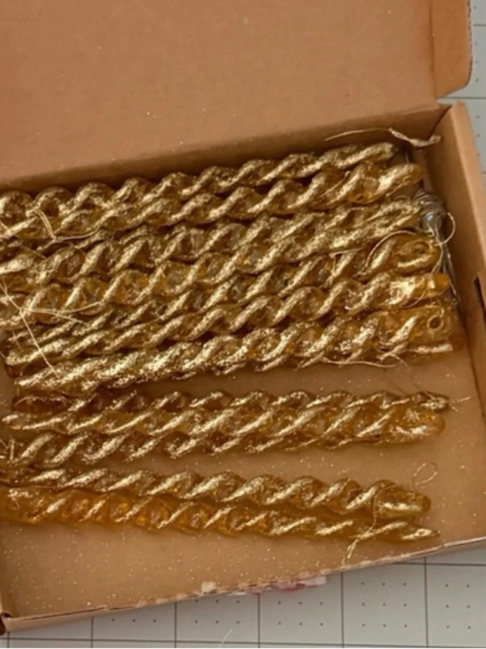 Complete Set of 24 Gold Twist Icicle Holiday Tree Ornaments Shimmering
